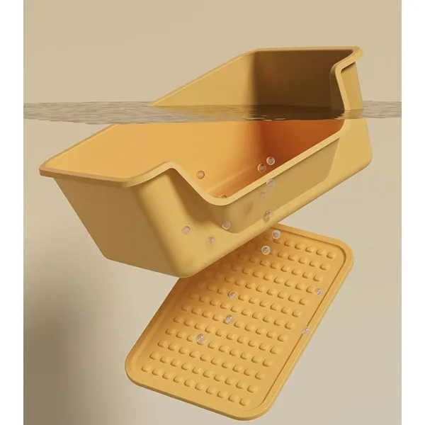 Elevated Cat Litter Box with Mat | Anti-Splash High Wall Design | 3 Colors