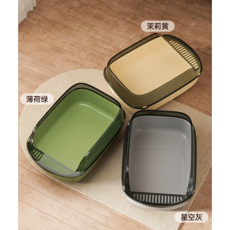 Open-Top Cat Litter Tray with Size & Height Options | Multi-Color Plastic Litter Box