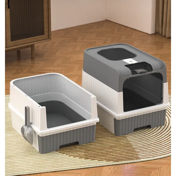 Modern Enclosed Cat Litter Box with UVC Sterilizer & Slide-Out Drawer – Odor Control & Spacious