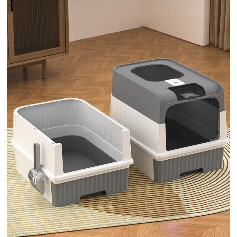 Modern Enclosed Cat Litter Box with UVC Sterilizer & Slide-Out Drawer – Odor Control & Spacious