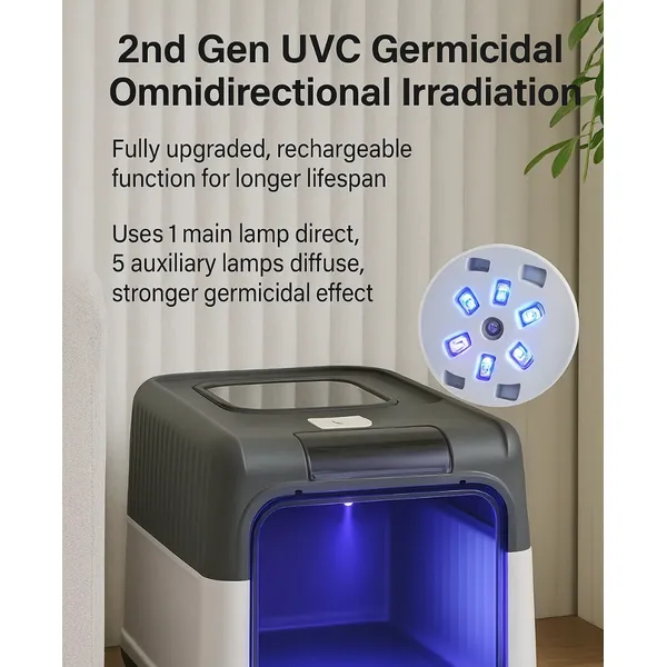 Modern Enclosed Cat Litter Box with UVC Sterilizer & Slide-Out Drawer – Odor Control & Spacious