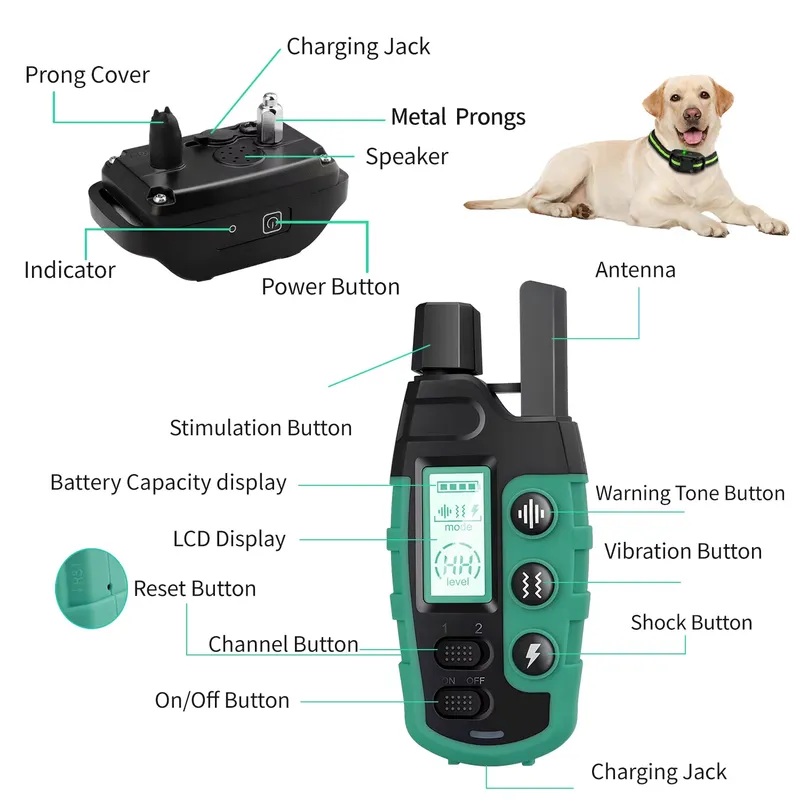 Waterproof Anti-Bark Dog Collar with Remote | Sound + Vibration + Shock | Safe & Rechargeable Training Device