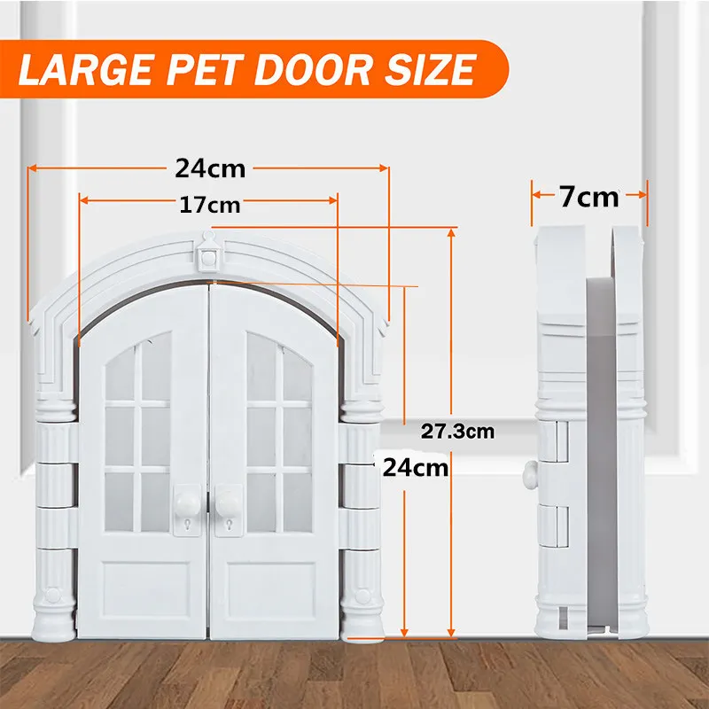 Elegant Double Door Cat Flap – Decorative Plastic Cat Door for Home