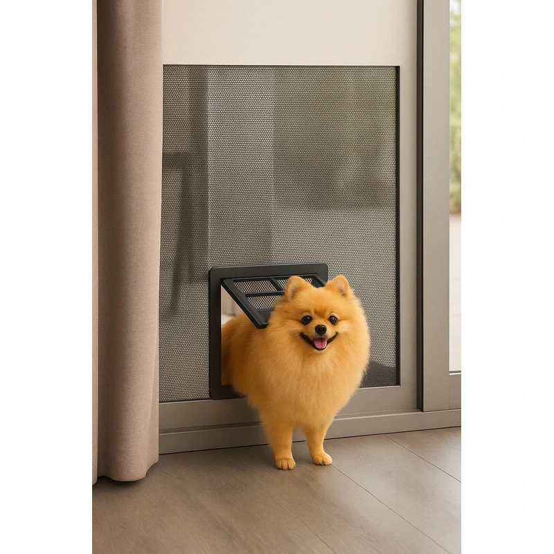 Stylish Grid Cat Door for Window Screens – Durable & Decorative Plastic Design