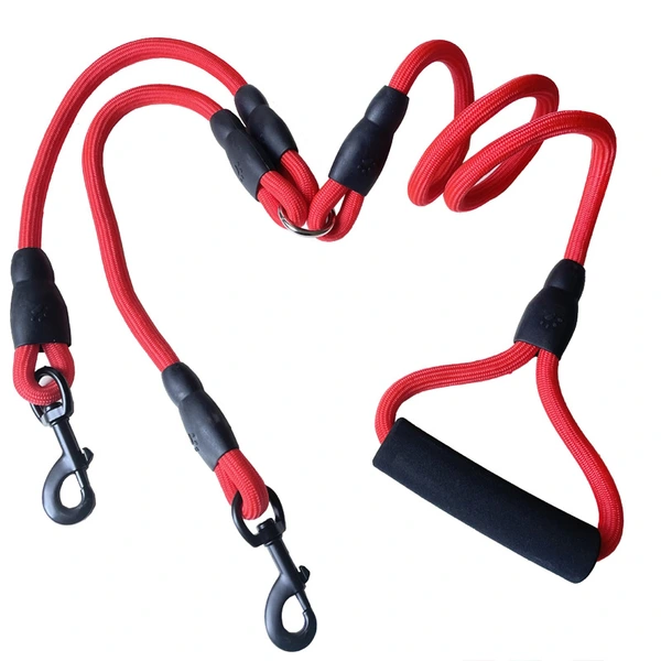 Nylon Dog two head Leash Rope Handle Round Rope Dog Pet Supply