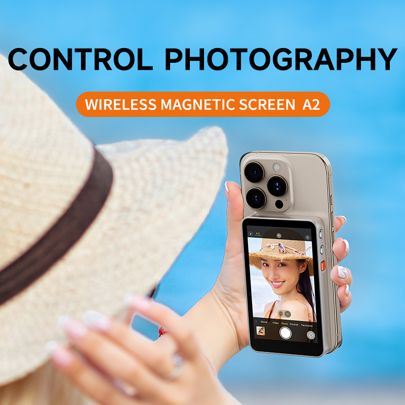 Magnetic Selfie Screen A2 – Magsafe Wireless, 114g Lightweight, Bluetooth Remote Control for Clear Rear Shooting