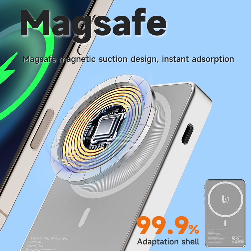 Magnetic Selfie Screen A2 – Magsafe Wireless, 114g Lightweight, Bluetooth Remote Control for Clear Rear Shooting