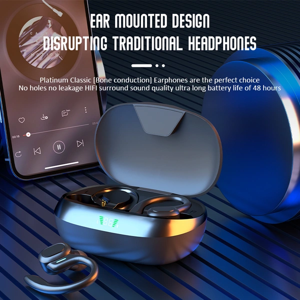 SP16 Bone Conduction Headphones – HiFi Sound, 32H Battery, IPX Sweatproof Bluetooth 5.3