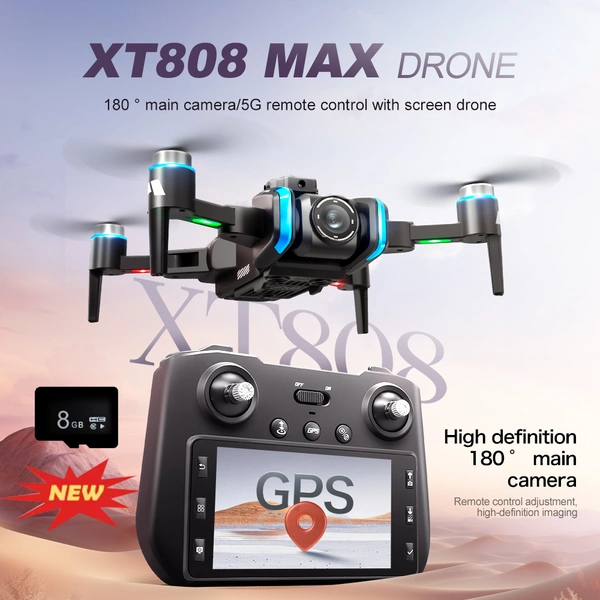 XT808 GPS Drone with 180° HD Camera – 5G FPV, Brushless Motor, Foldable Design for Aerial Photography