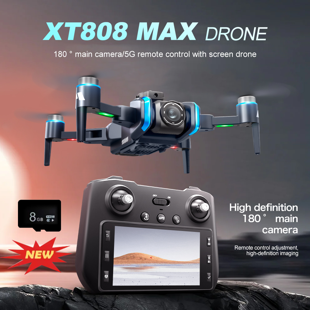 XT808 GPS Drone with 180° HD Camera – 5G FPV, Brushless Motor, Foldable Design for Aerial Photography