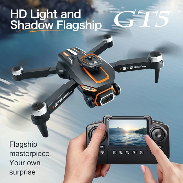 GT5 Screen-Controlled Brushless Drone – 4K Camera, 4.3-Inch HD Screen, 22Min Flight, GPS Return for Aerial Photography