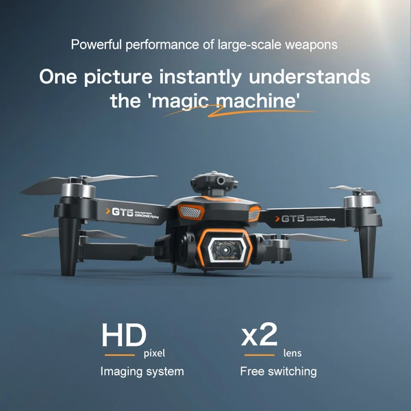 GT5 Screen-Controlled Brushless Drone – 4K Camera, 4.3-Inch HD Screen, 22Min Flight, GPS Return for Aerial Photography