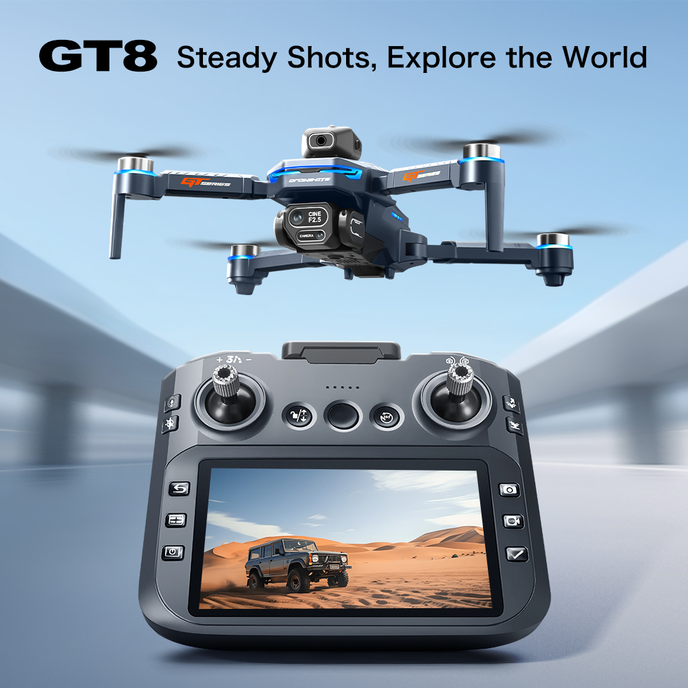 GT8 Screen-Controlled Brushless Drone – 4K Camera, 5.5-Inch HD Screen, 28Min Flight, GPS Return for Aerial Photography