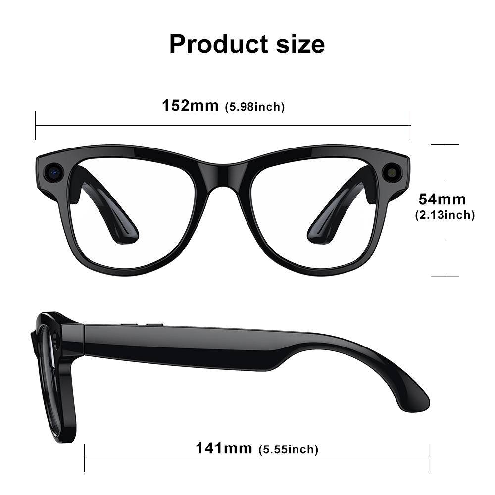 M02Ultra AI Camera Smart Glasses – 5MP Triple Lens, 64GB Storage, Real-Time Translation & Bluetooth 5.3