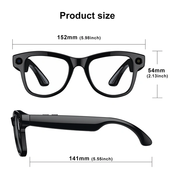 M02Ultra AI Camera Smart Glasses – 5MP Triple Lens, 64GB Storage, Real-Time Translation & Bluetooth 5.3