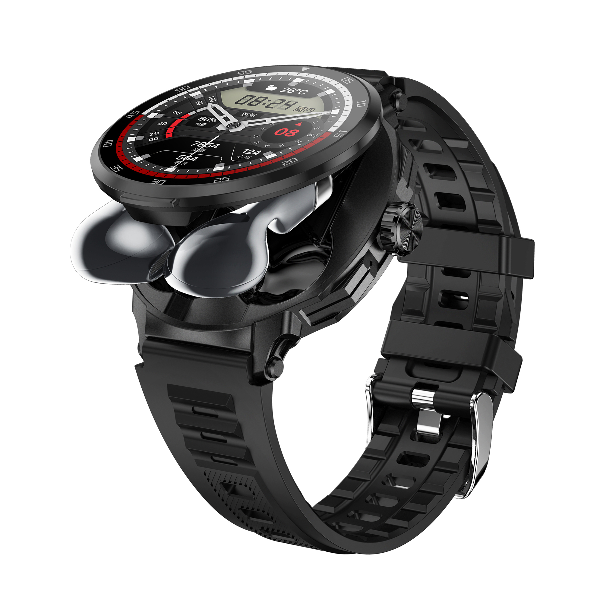 D11 2-in-1 Smart Call Watch with Earbuds - Bluetooth 5.3, Magnetic Charging
