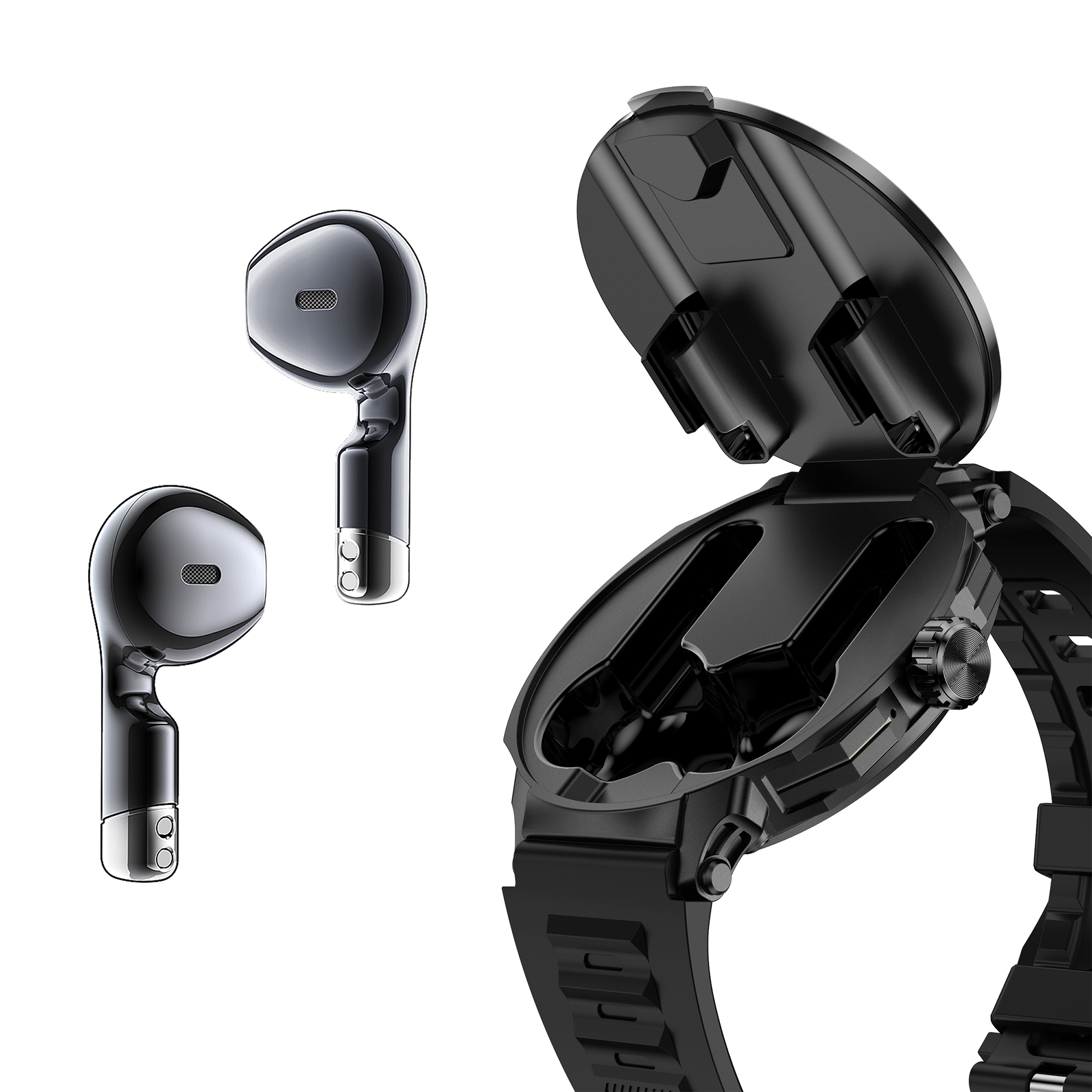 D11 2-in-1 Smart Call Watch with Earbuds - Bluetooth 5.3, Magnetic Charging