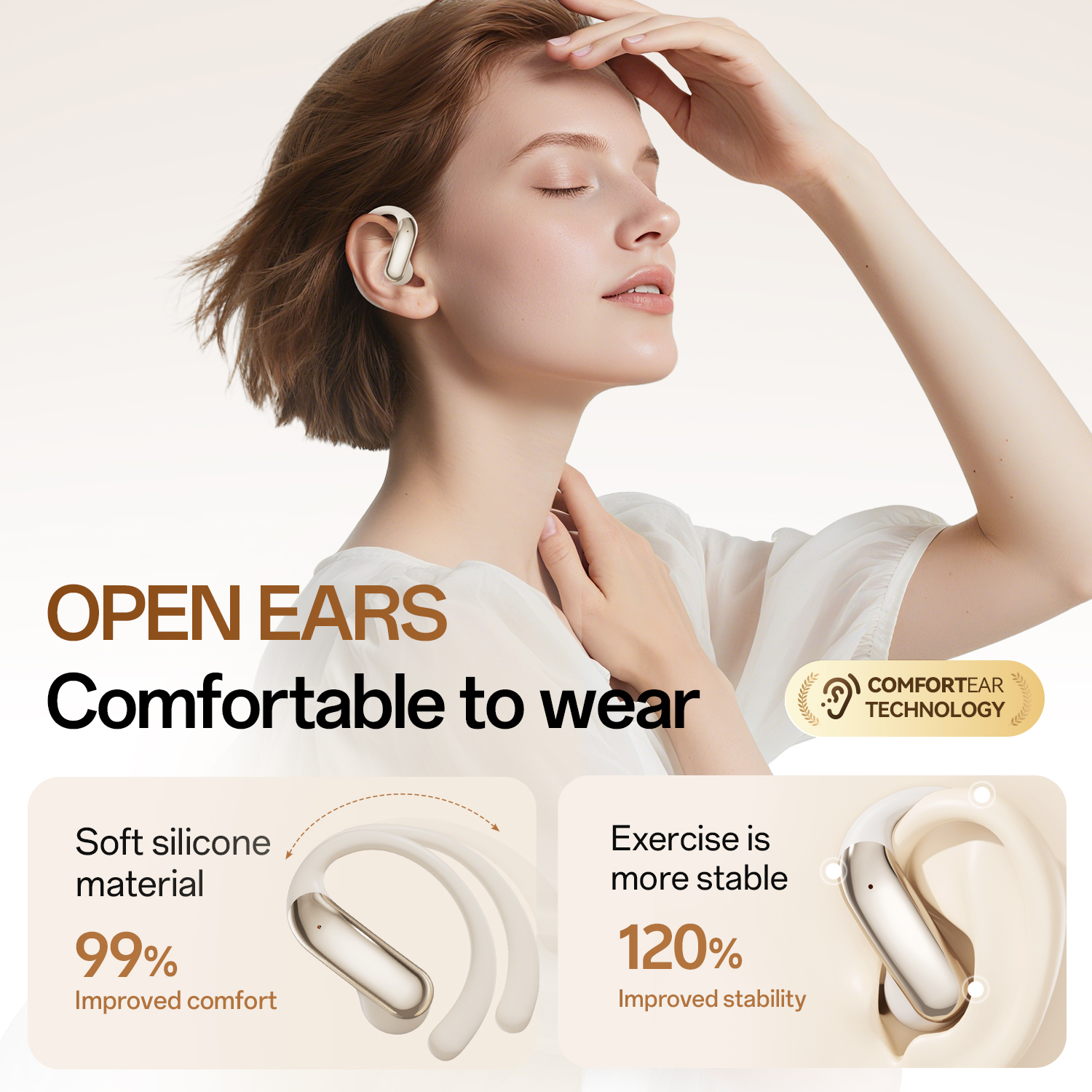 M141 Open-Ear Wireless Earbuds: Bluetooth 6, IPX7