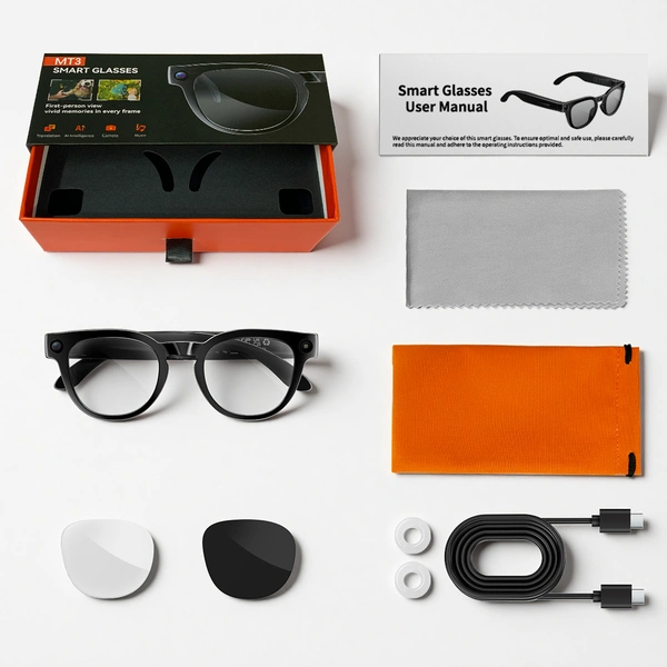 Wholesale MT3 AI Smart Glasses: 8MP Camera, 40-Lang AI Translation, IP65 Waterproof Supplier