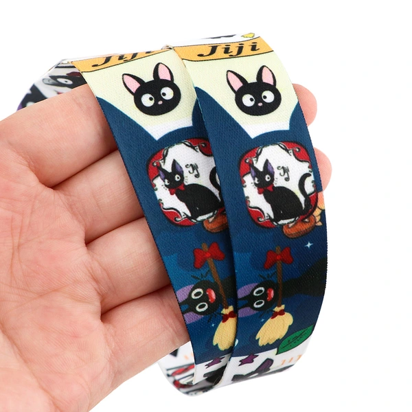 cartoon black cat cute sublimation lanyard