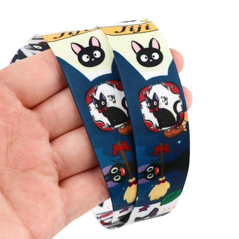 cartoon black cat cute sublimation lanyard
