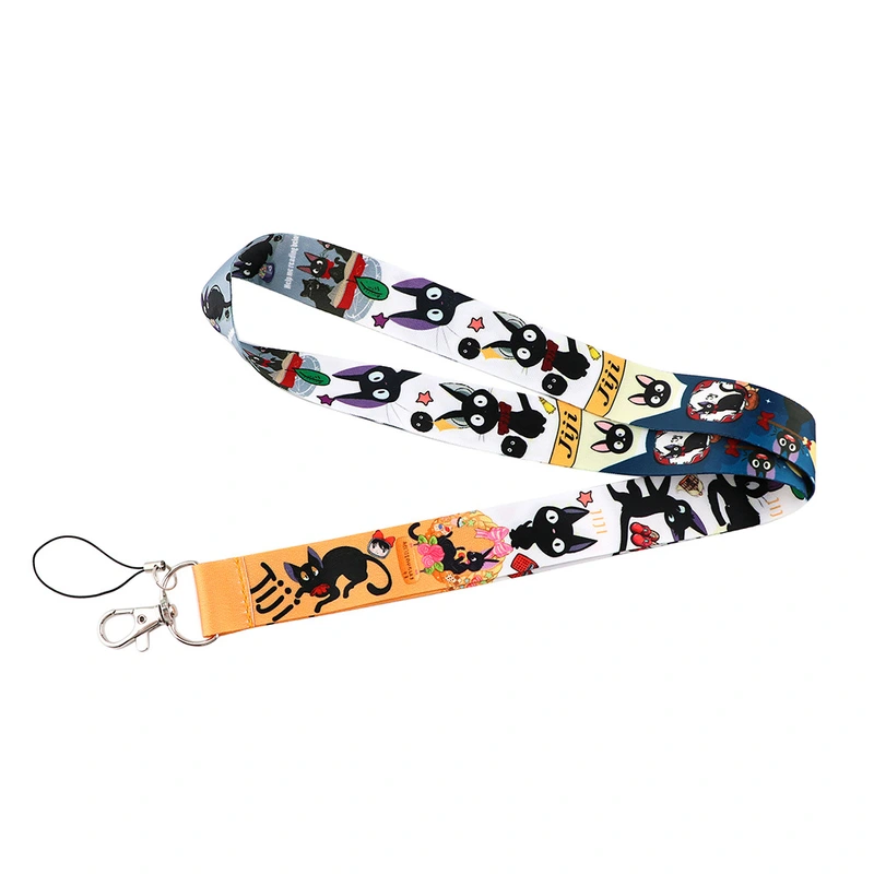 cartoon black cat cute sublimation lanyard