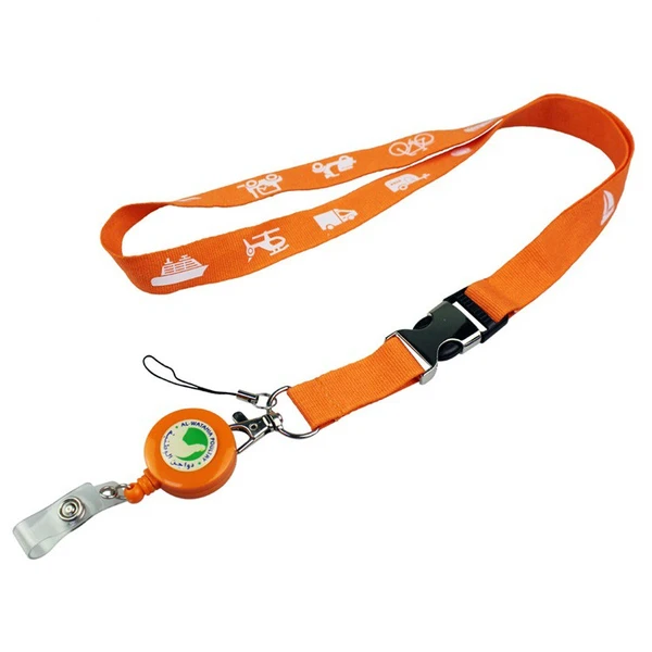 Custom Silk Screen Print Logo Pull Reel Badge Holder Neck Strap