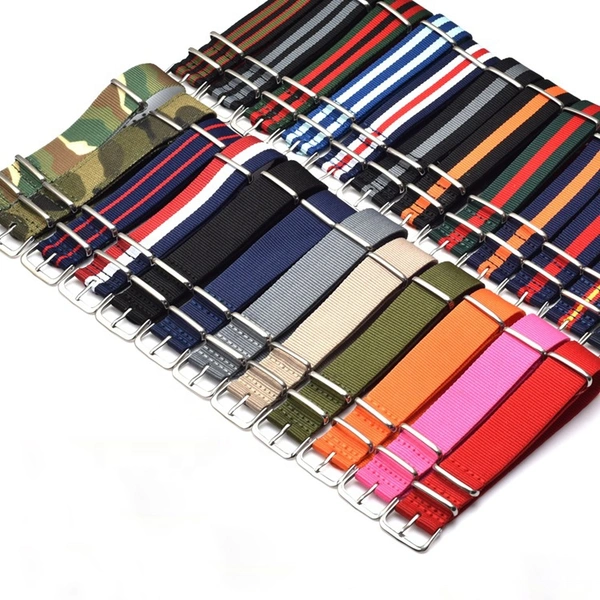 20mm Stripes Nato Strap Nylon Watch Strap With Steel Buckles