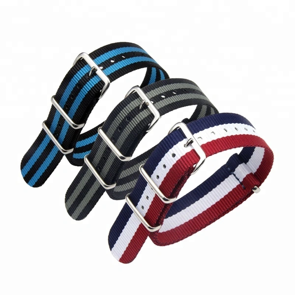 20mm Stripes Nato Strap Nylon Watch Strap With Steel Buckles