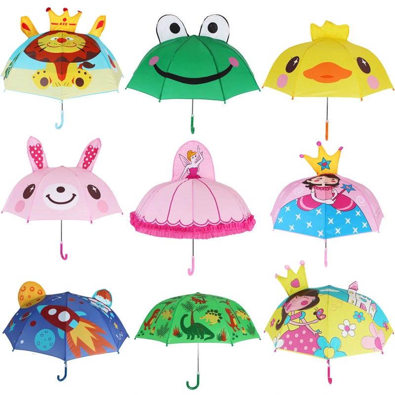 Kids Lovely Outdoor Play 3D Cartoon Rain Umbrella Go School