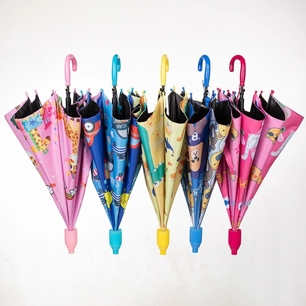 Full Print Children 3D Print Anti-drip Cartoon Rain Umbrella