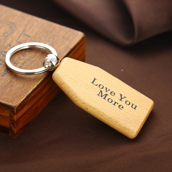 DIY Craft Art Promotional Laser Engraved Logo Wood Keychain