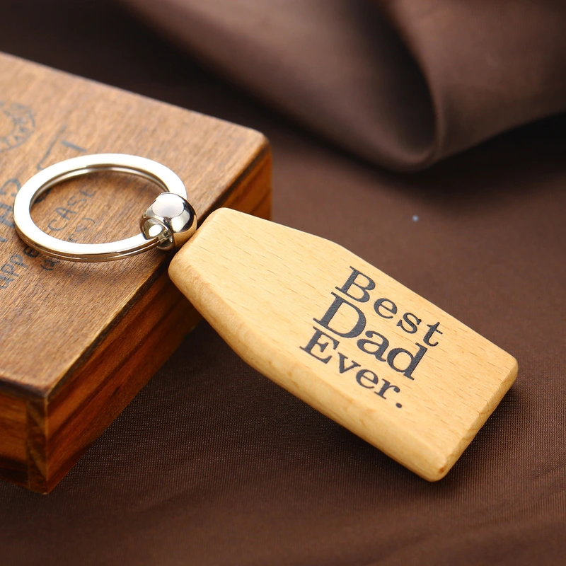 DIY Craft Art Promotional Laser Engraved Logo Wood Keychain