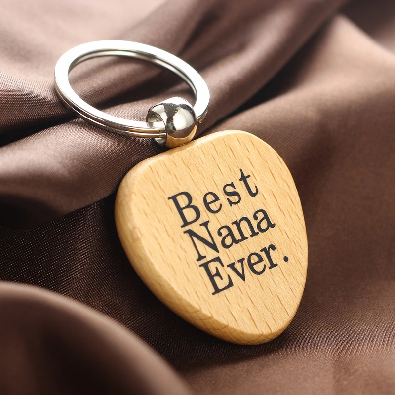 DIY Craft Art Promotional Laser Engraved Logo Wood Keychain