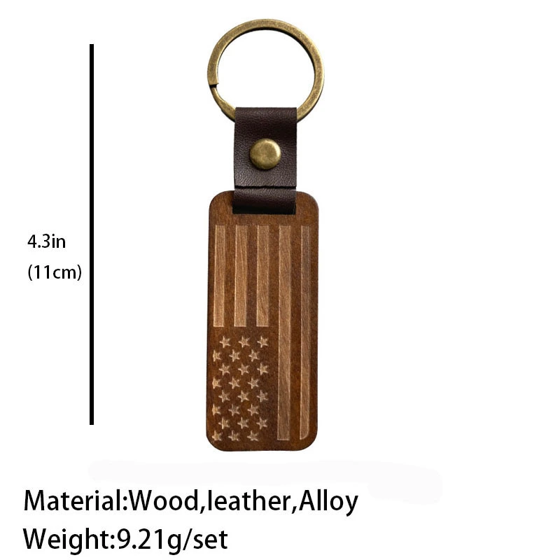 Custom Laser Engrave Logo Blank Wooden Keychain Wood Key Holder Promotional Gifts