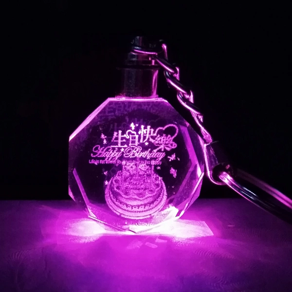Promotional Transparent Crystal 3D LED Keychain