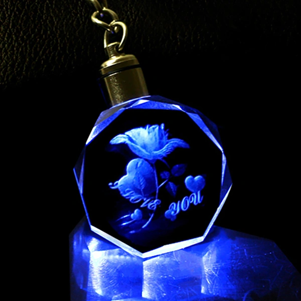 Promotional Transparent Crystal 3D LED Keychain