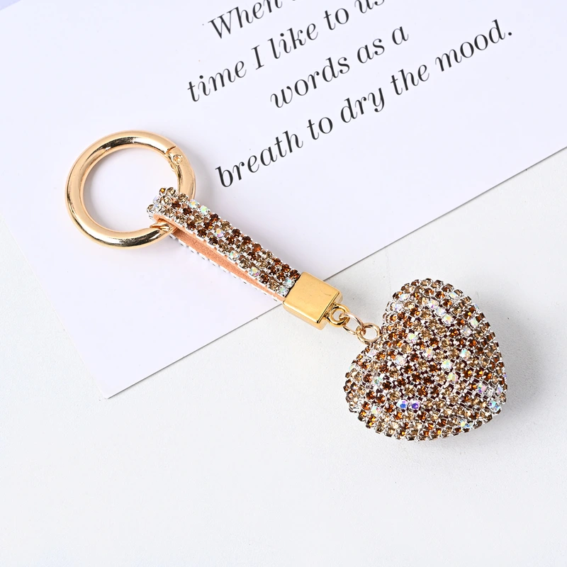 Promotional Diamond Crystals Heart Keychain Bag Accessories for Girls