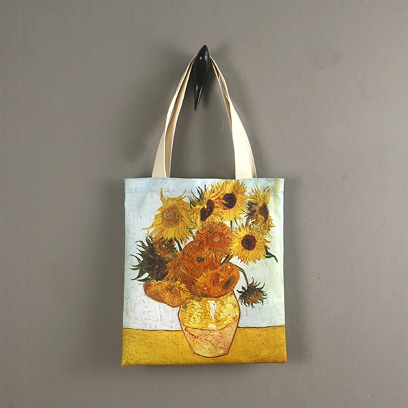 Promotional Women Crossbody Full Print Canvas Cotton Shopping Bag