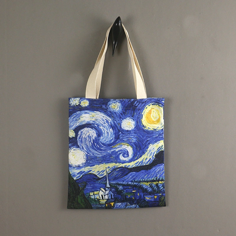 Promotional Women Crossbody Full Print Canvas Cotton Shopping Bag
