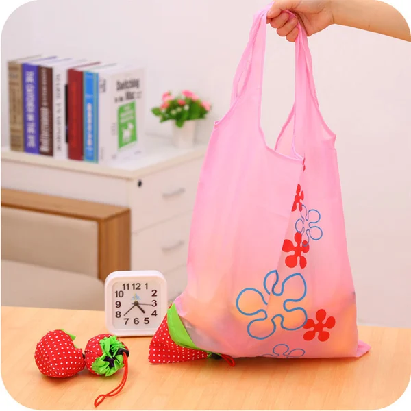 Supermarket Reusable Strawberry Foldable Tote Shopping Bags