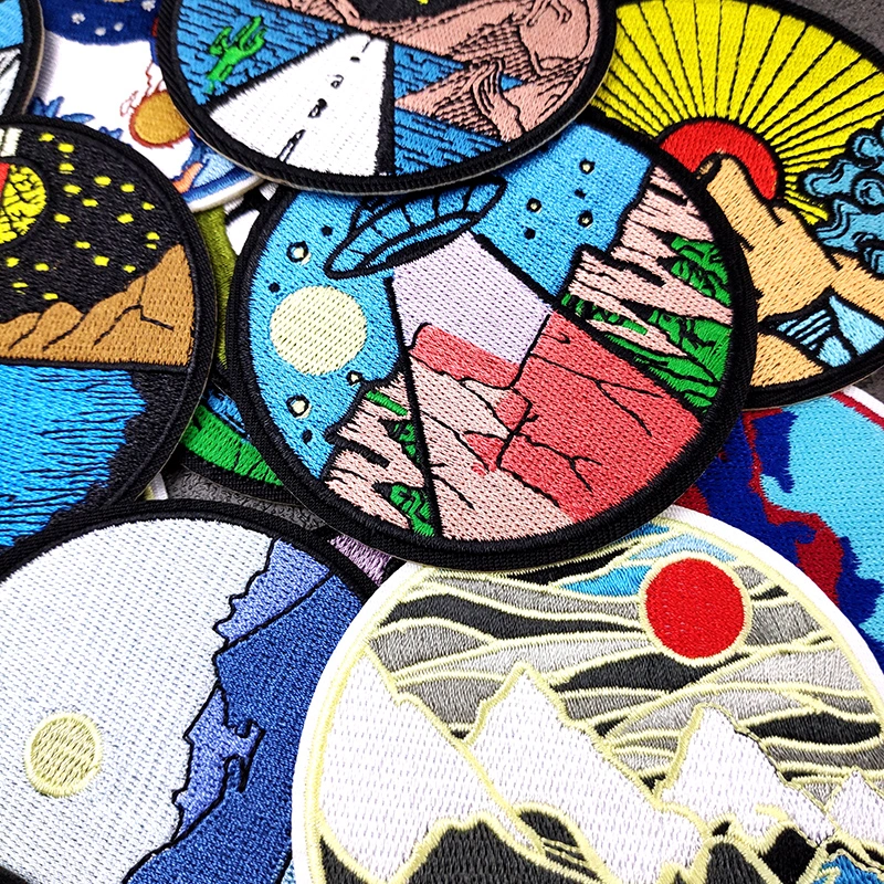 Custom Outdoor Landscape Adventure Iron on Badge for Clothing