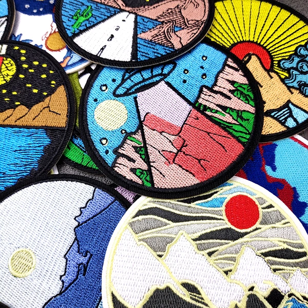 Custom Outdoor Landscape Adventure Iron on Badge for Clothing