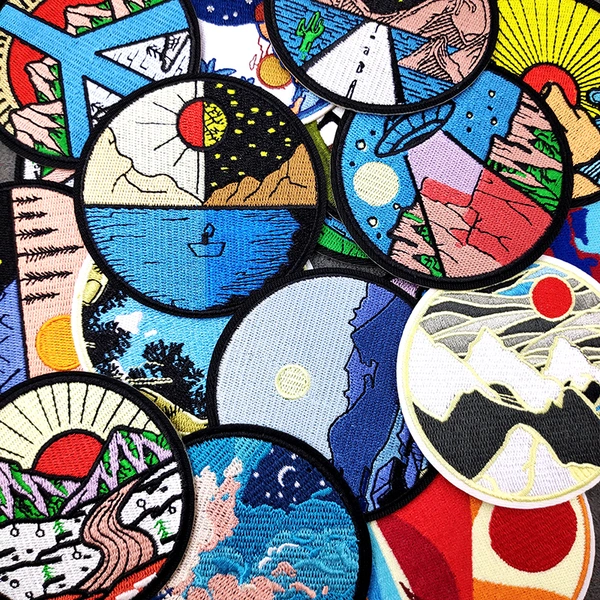 Custom Outdoor Landscape Adventure Iron on Badge for Clothing