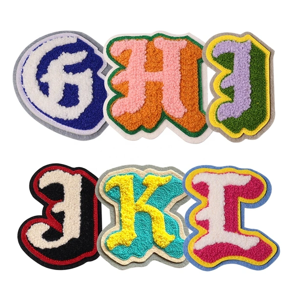 Wholesale Custom Colorful Chenille Patches Embroidery Alphabet Patch