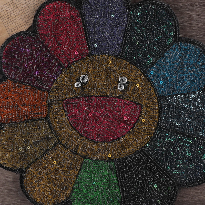 Custom Clothing Sew on Iron on Embroidery Big Smile Flower Patch