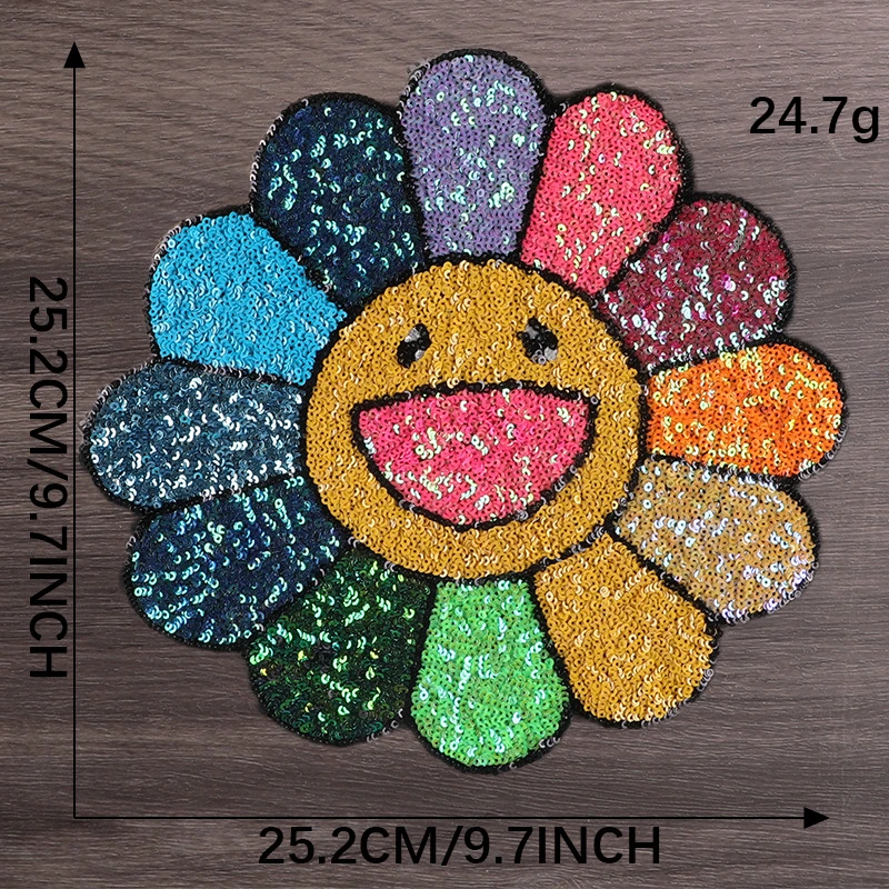 Custom Clothing Sew on Iron on Embroidery Big Smile Flower Patch