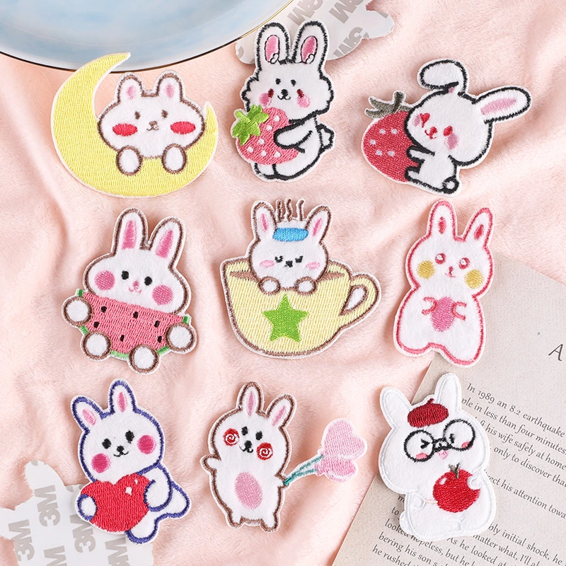 Children's DIY Cartoon White Rabbit Sticker Patch Appliques