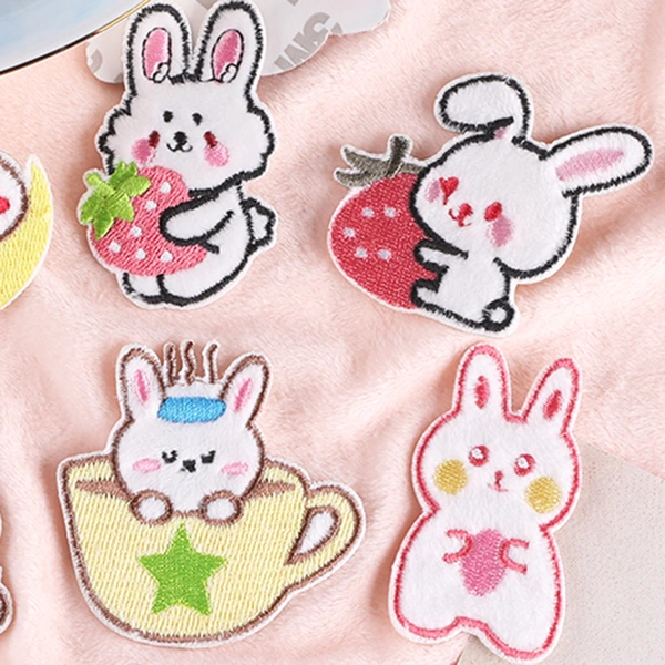 Children's DIY Cartoon White Rabbit Sticker Patch Appliques