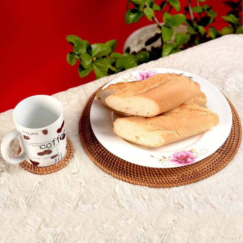 Wholesale Vintage Handmade Custom Tea Beer Drink Rattan Coaster Set